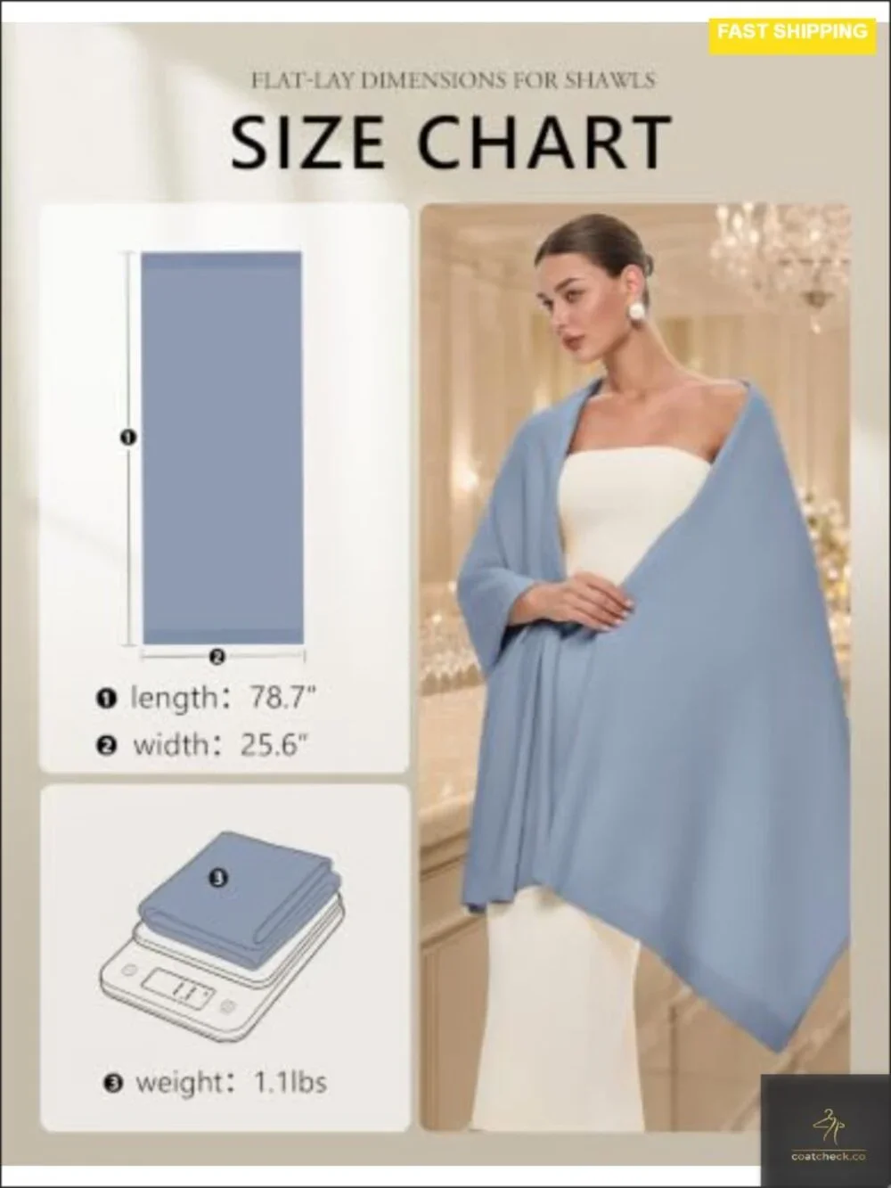 Women's Pashmina Shawl Wrap, Extra Long Winter Scarf for Bridal Evening